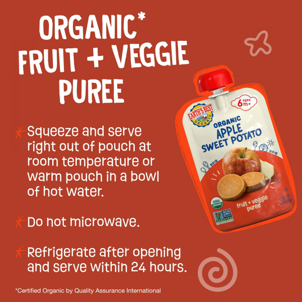 (4 pack) Earth's Best Organic Stage 2 Baby Food, Apple Sweet Potato Puree, 3.5 oz Pouch - Image 8