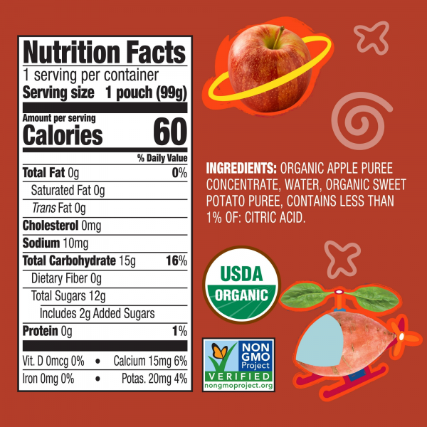 (4 pack) Earth's Best Organic Stage 2 Baby Food, Apple Sweet Potato Puree, 3.5 oz Pouch - Image 3