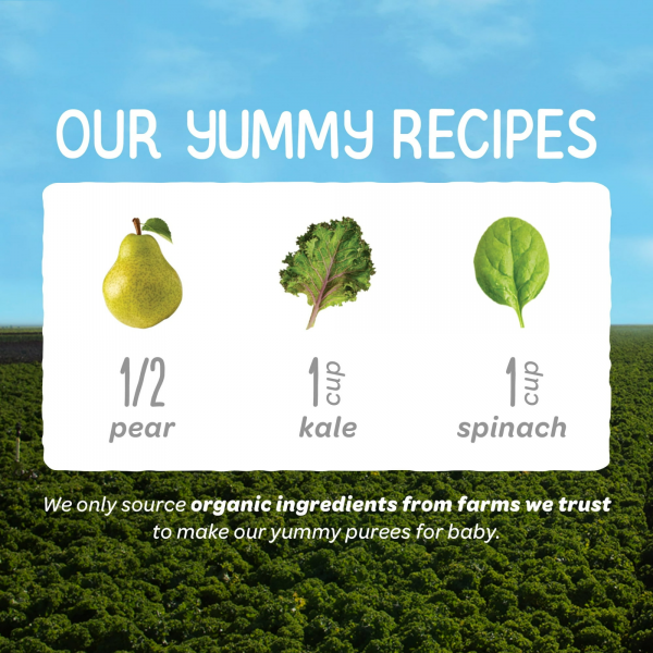(3 pack) Happy Baby Organics Clearly Crafted, Stage 2 Pears Kale & Spinach Organic Baby Food, 4oz Pouch - Image 4
