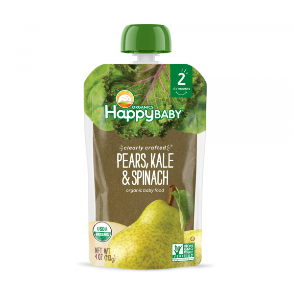(3 pack) Happy Baby Organics Clearly Crafted, Stage 2 Pears Kale & Spinach Organic Baby Food, 4oz Pouch - Image 8