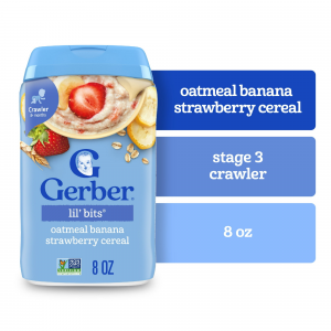 Gerber Stage 3 Baby Food, Oatmeal Banana Strawberry Cereal, Baby Oatmeal Cereal 8 oz