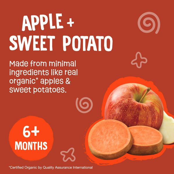 (4 pack) Earth's Best Organic Stage 2 Baby Food, Apple Sweet Potato Puree, 3.5 oz Pouch - Image 7