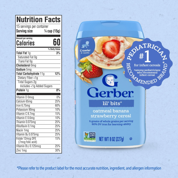 Gerber Stage 3 Baby Food, Oatmeal Banana Strawberry Cereal, Baby Oatmeal Cereal 8 oz - Image 4